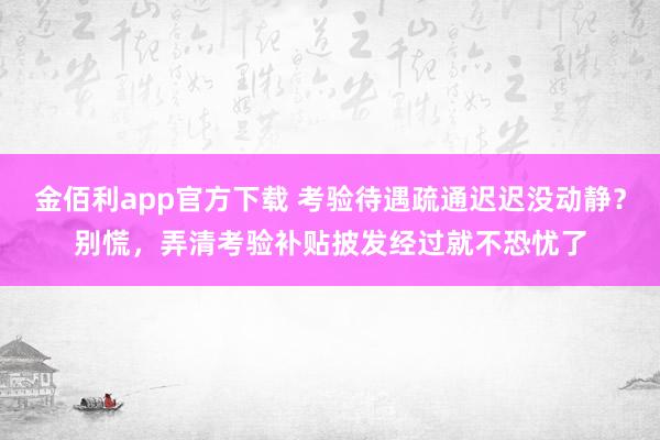 金佰利app官方下载 考验待遇疏通迟迟没动静？别慌，弄清考验补贴披发经过就不恐忧了