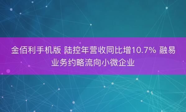 金佰利手机版 陆控年营收同比增10.7% 融易业务约略流向小微企业